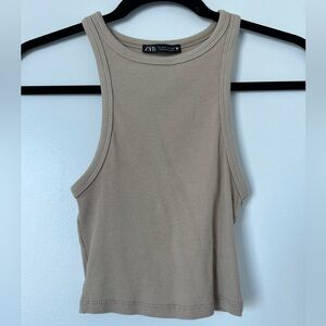 ZARA Tan Cropped Tank Top